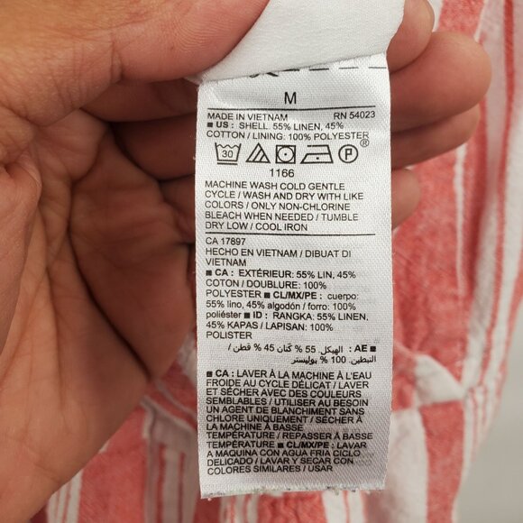 Old Navy Linen Blend Jumpsuit Women Size Medium Striped Sleeveless V Neck - Picture 5 of 13